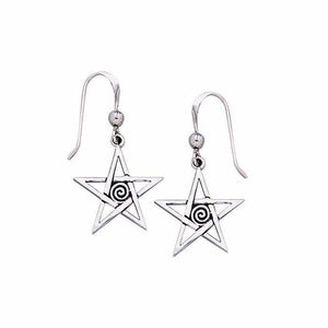 Spiral Pentagram Earrings (Sterling Silver)