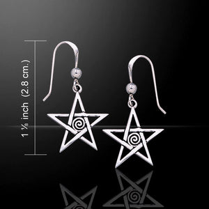 Spiral Pentagram Earrings (Sterling Silver)