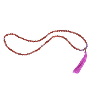 Rosewood & Amethyst Mala Necklace