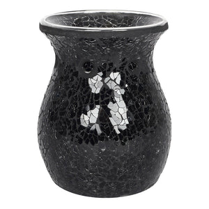 Large Black Crackle Glass Oil Burner