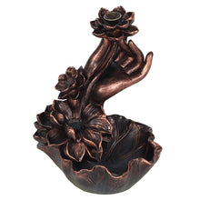 Load image into Gallery viewer, Hand &amp; Lotus Bronze Effect Backflow Burner
