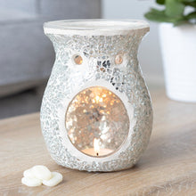 Load image into Gallery viewer, Large Silver Crackle Glass Oil Burner
