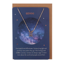 Load image into Gallery viewer, Gemini Zodiac Necklace Card
