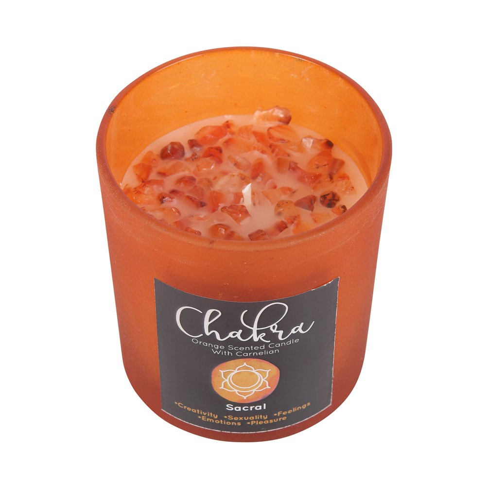 Sacral Chakra Crystal Candle - Orange