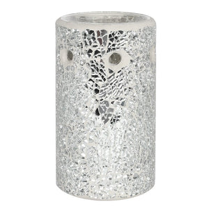 Silver Pillar Crackle Glass Oil Burner