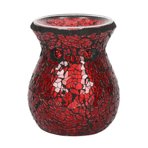 Small Red Crackle Glass Oil Burner