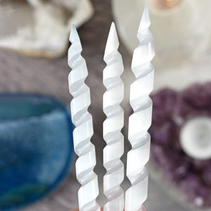 Pointed Spiral Selenite Wand