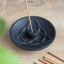 Load image into Gallery viewer, Black Triquetra Terracotta Incense Plate
