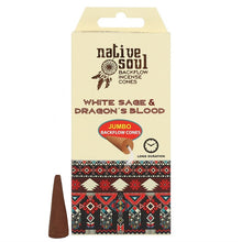 Load image into Gallery viewer, White Sage &amp; Dragon&#39;s Blood Backflow Incense Cones
