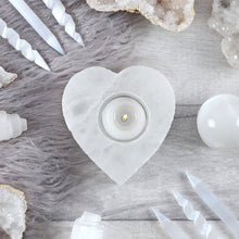 Load image into Gallery viewer, Selenite Heart Tealight Holder
