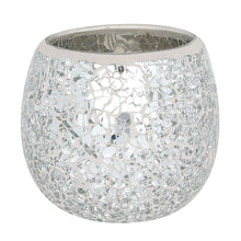 Load image into Gallery viewer, Silver Crackle Glass Candle Holder
